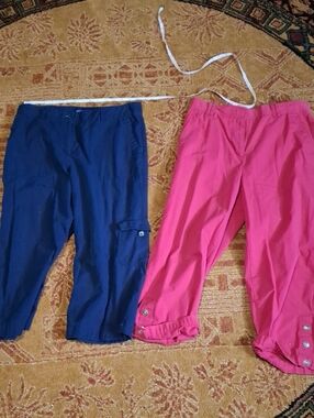 Basic Editions Navy Blue and Hot Pink Capris  (Jea079)